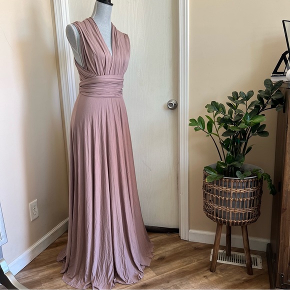 Lulu’s Tricks of the Trade Taupe Maxi Dress M - Picture 6 of 10